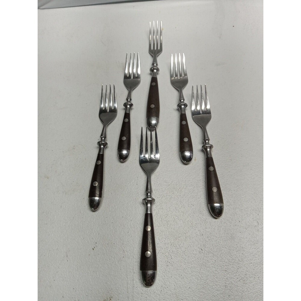 Supreme Cutlery Stainless Steel Japan Forks "Wood" like Handles 6 Peices